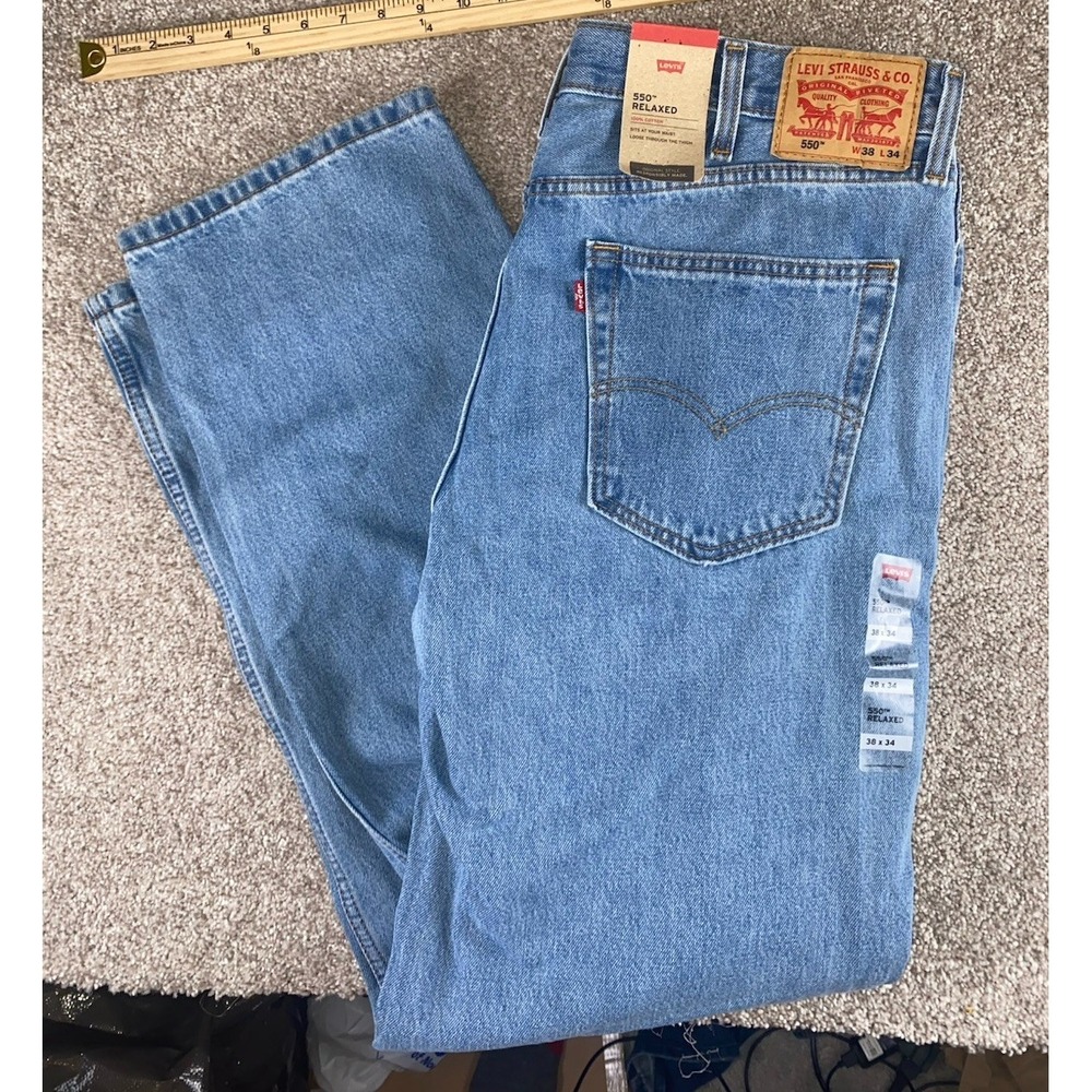 Levi's 550 Relaxed Fit Jeans Light Blue Mens 38x34 Cotton Work Casual Camp Skate